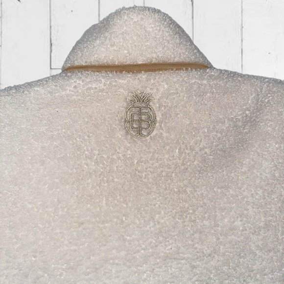 Tommy Bahama Sherpa Vest Womens Faux Suede Trim Coconut Cream size XS - Picture 9 of 14